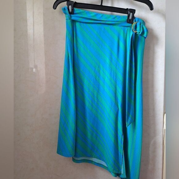 IMAN L striped skirt, belted assymetrical - Picture 4 of 13